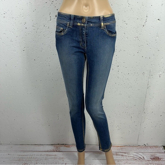 Caractere Milano Italy Women’s size 6 Gold Trim Skinny Stretch Jeans - Picture 1 of 16